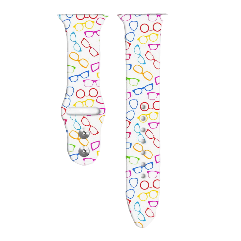 Apple Watch Band - White Band/Colorful Glasses