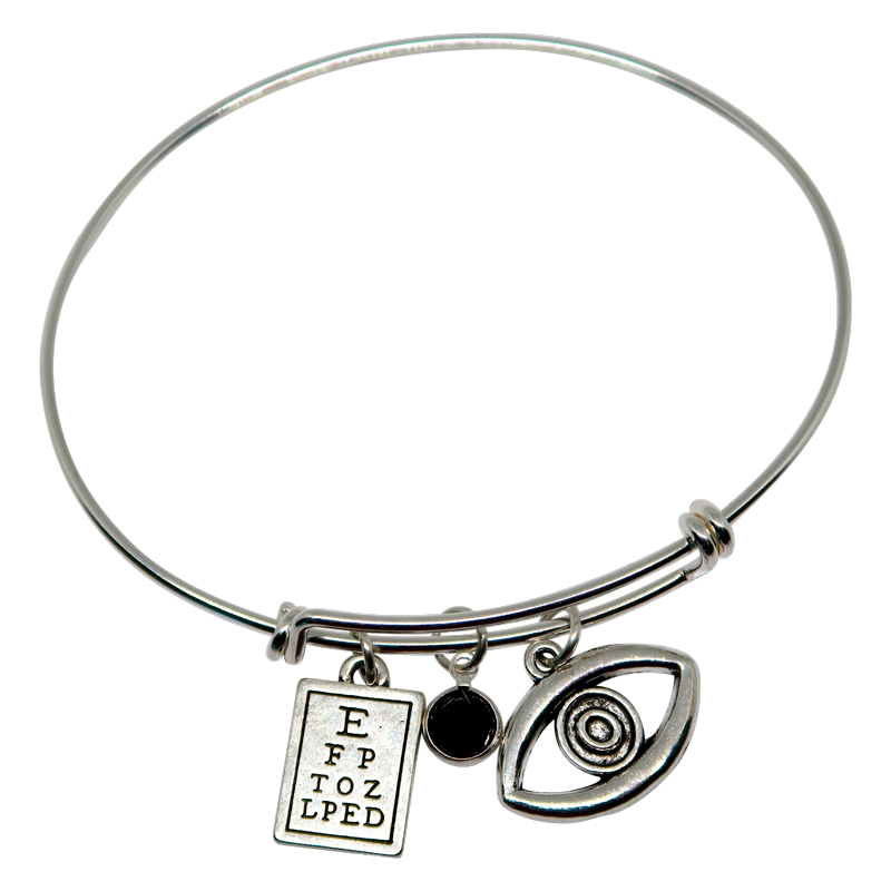 Bracelet with Eye Chart, Black Swarovski Crystal & Eye