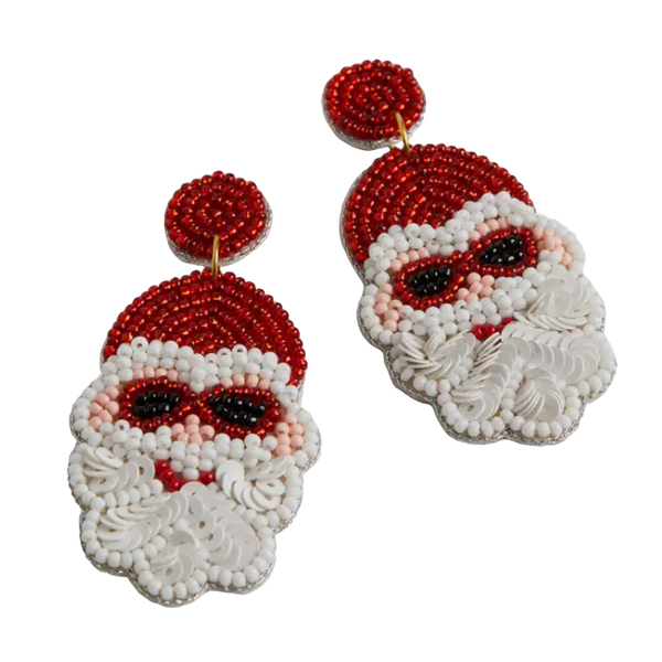 Beaded Santa with Glasses Earrings