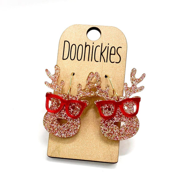 Reindeer with Glasses Holiday Earrings