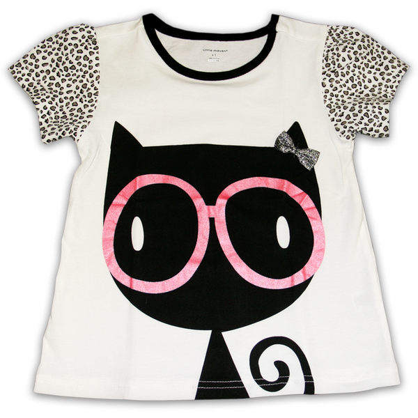 Cat with Pink Glasses Tee