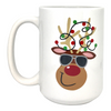 Reindeer with Aviator Sunglasses Coffee Mug 15 oz